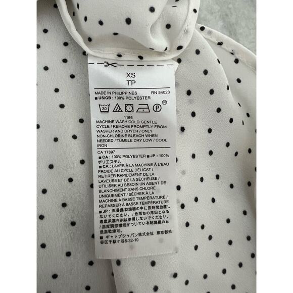 Banana Republic White/ Gray Mini Dot Print Semi Sheer Blouse Tunic Woman Size XS - Picture 5 of 7
